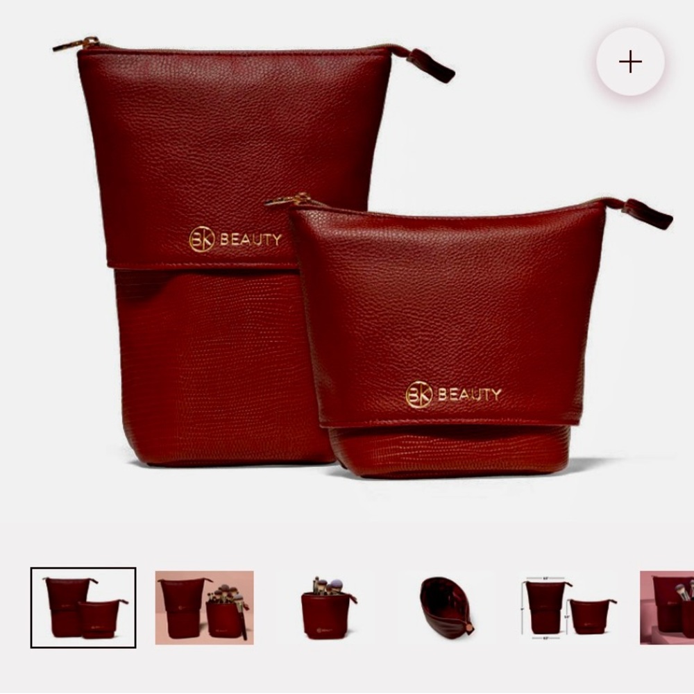 BK Beauty Bag…Stand up makeup bag and brush holder. Unzipped/top half pulls down